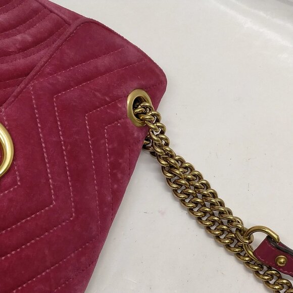 Authentic Gucci Pink Suede Leather Shoulder Bag mon832-110525 - Picture 8 of 16